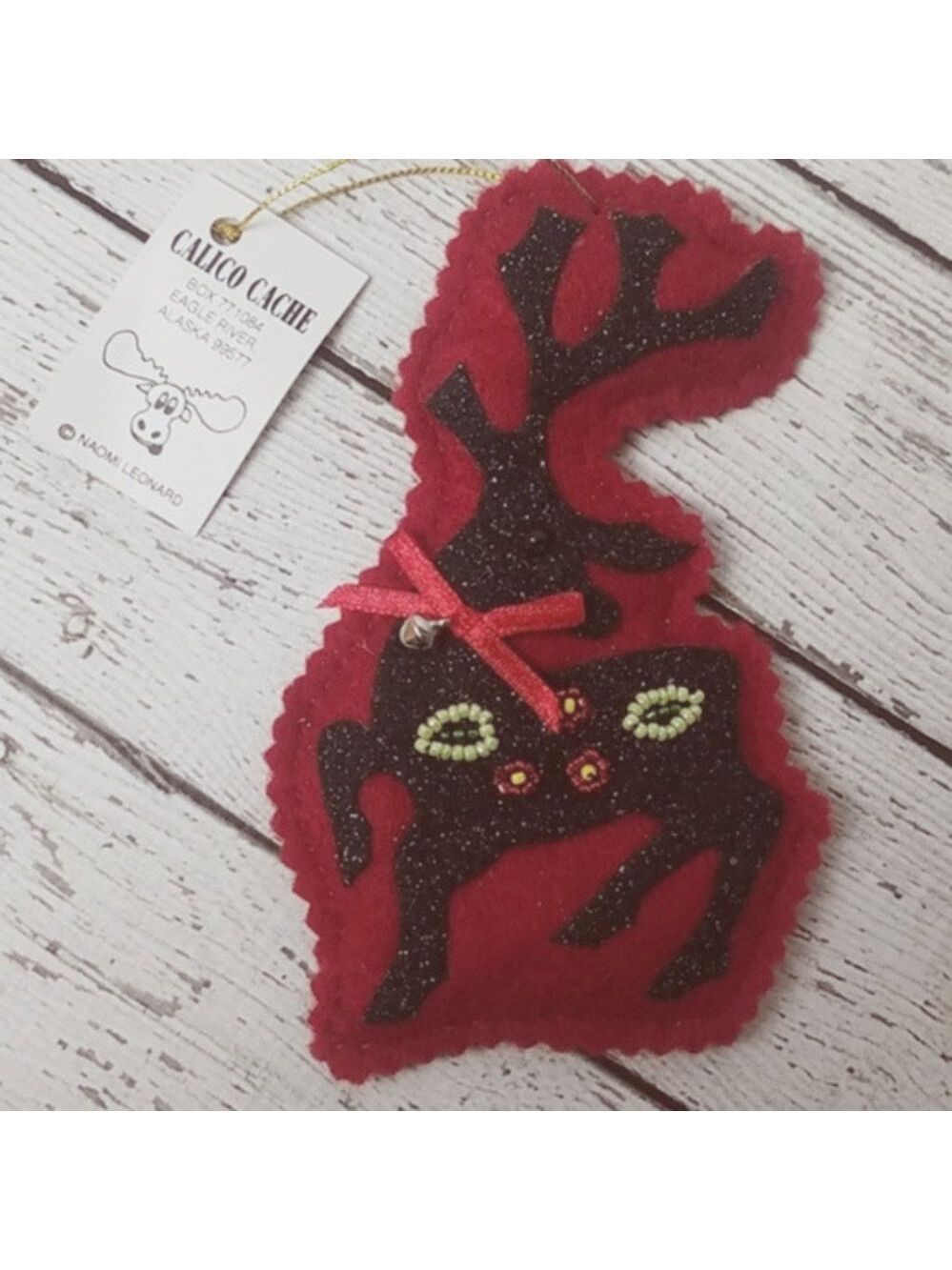 Alaskan Sparkly silhouette Reindeer ornament